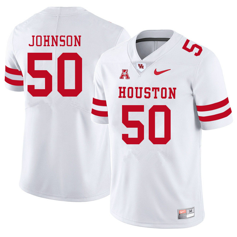 Men #50 Tyler Johnson Houston Cougars College Football Jerseys Sale-White